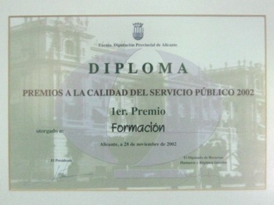 Diploma del Premio de Calidad del año 2002